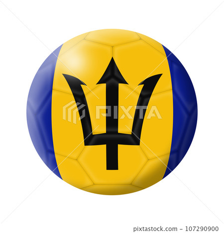Barbados soccer ball football 3d illustration with clipping path Barbados soccer ball football 3d illustration with clipping path 107290900