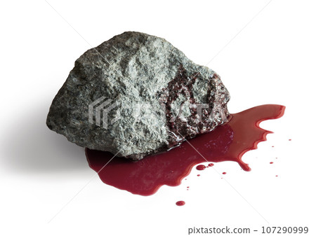 Bloody stone on a white background Bloody stone on a white background 107290999
