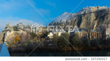 View on hills of Grenoble with colorful houses in France 107292017