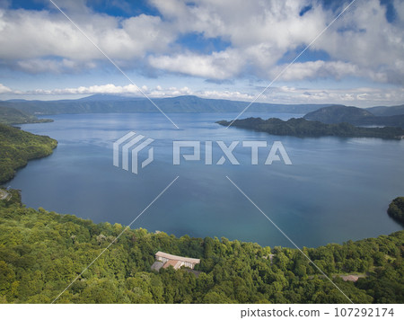 Majestic Lake Towada view from Hakka Pass Observation Deck, Kosaka Town, Akita Prefecture (aerial shot by drone) Majestic Lake Towada view from Hakka Pass Observation Deck, Kosaka Town, Akita Prefecture (aerial shot by drone) 107292174