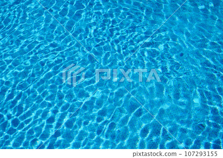 Water waves in summer outdoor pool with reflection on bottom. Surface of water. Background. Water waves in summer outdoor pool with reflection on bottom. Surface of water. Background. 107293155