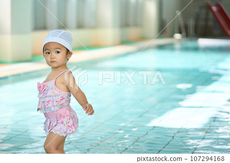 Baby swimming infant girl Baby swimming infant girl 107294168