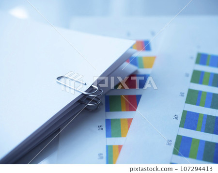 Graphs and documents on the table Graphs and documents on the table 107294413