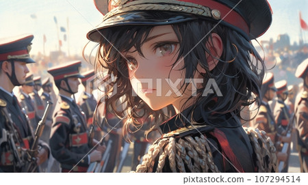 [AI 生成圖像] 穿著軍裝的黑髮女孩 4 107294514