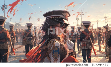 [AI 生成圖像] 穿著軍裝的黑髮女孩 5-3 107294517