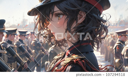 [AI 生成圖像] 軍裝黑髮女孩 6 107294518