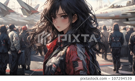 [AI generated image] Air Force female pilot 3 107294539