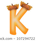 Letters A-Z with oak tree seeds in autumn season 107294722