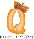 Letters A-Z with oak tree seeds in autumn season 107294724