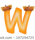 Letters A-Z with oak tree seeds in autumn season 107294725