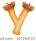 Letters A-Z with oak tree seeds in autumn season 107294727