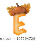 Letters A-Z with oak tree seeds in autumn season 107294729