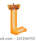 Letters A-Z with oak tree seeds in autumn season 107294755
