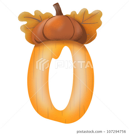 Letters A-Z with oak tree seeds in autumn season 107294756