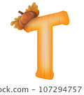Letters A-Z with oak tree seeds in autumn season 107294757