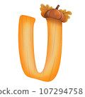Letters A-Z with oak tree seeds in autumn season 107294758