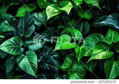 Nature leaves, green tropical forest, background Nature leaves, green tropical forest, background 107295135