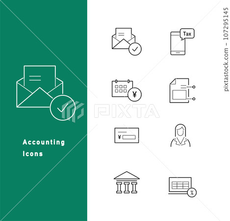 會計、會計和發票行圖示集 107295145