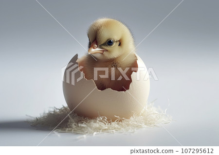 Little baby chick hatching out of his egg 107295612