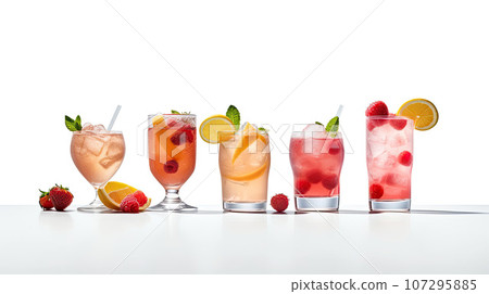 Summer cocktails on a white background Summer cocktails on a white background 107295885