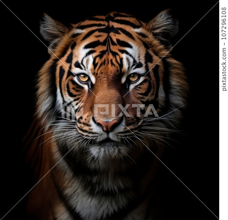 Tiger face on black background 107296108