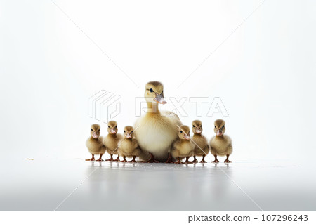 Family of ducks on isolate background 107296243