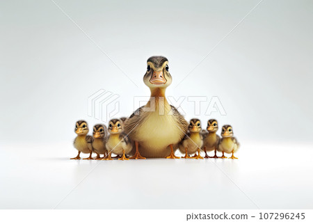 Family of ducks on isolate background 107296245