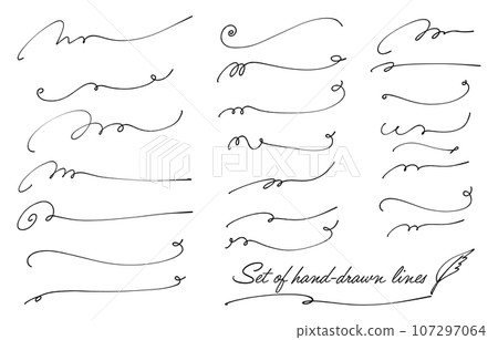 Set of hand-drawn decorative lines (black) Set of hand-drawn decorative lines (black) 107297064