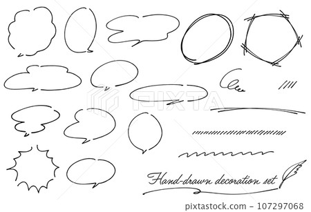 A set of hand-drawn speech bubbles, etc. 107297068
