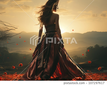 Abstract church religious fresco based on the Last Supper in African style AI 107297617