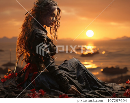 Abstract church religious fresco based on the Last Supper in African style AI 107297694