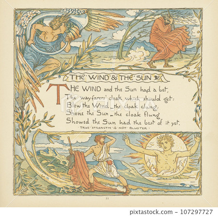 Antique illustration North wind and sun 107297727