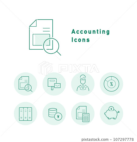 會計、會計和發票顏色圖示集 107297778