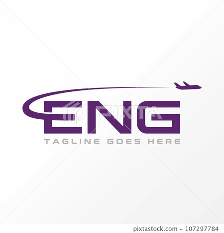 Logo design graphic concept creative abstract premium vector stock sign initial letter ENG font cut flying plane. Related monogram typography aviation 107297784
