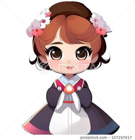Cute child wearing hanbok generate ai 107297817