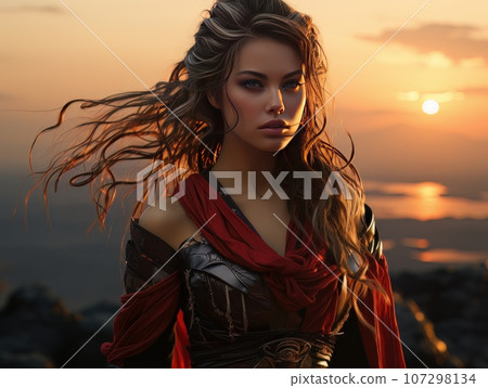 Biblical oil painting of the ascension of African Jesus Christ over the believers AI 107298134