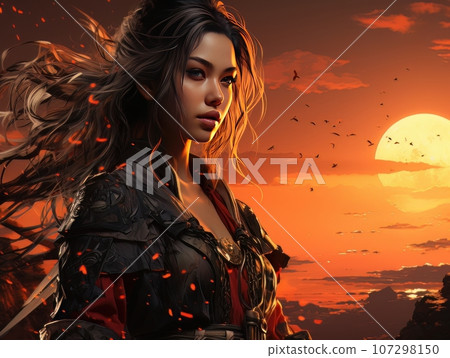 Biblical oil painting of the ascension of African Jesus Christ over the believers AI 107298150