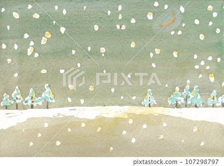 Snowy plain night 107298797