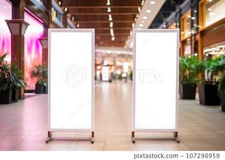 Billboard mockup in shopping mall. Generative Ai 107298959