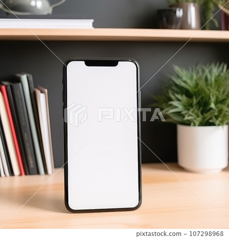 Blank front view of smartphone mockup, Generative ai 107298968