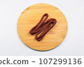 Delicious dried red meat sausages. 107299136