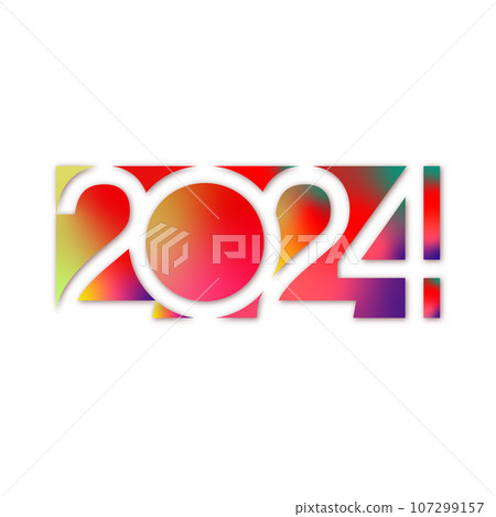 2024 typography logo design concept. Happy new year 2024 logo design. Vector 107299157