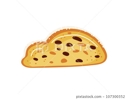 Piece of stollen german pastry for christmas time.Vector illustration 107300352