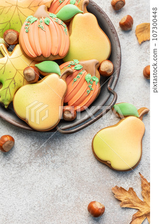 Multicolored autumn homemade cookies Multicolored autumn homemade cookies 107300448
