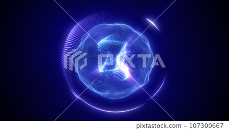 Abstract blue energy sphere from particles and waves of magical glowing on a dark background Abstract blue energy sphere from particles and waves of magical glowing on a dark background 107300667