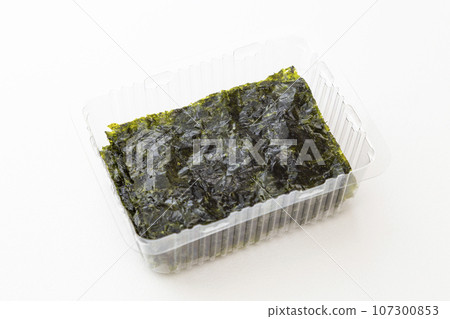 Korean seaweed in a container, white background Korean seaweed in a container, white background 107300853