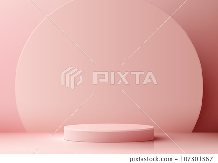 3D Pink Podium Mockup with Soft Pink Background 107301367
