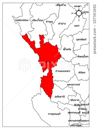 Tak map province western part of Thailand asia Tak map province western part of Thailand asia 107301692