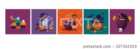 Halloween Holiday Creepy and Scary Object Vector Set Halloween Holiday Creepy and Scary Object Vector Set 107302029