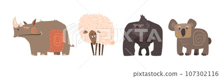Funny Animal and Comic Creature Character Vector Set Funny Animal and Comic Creature Character Vector Set 107302116